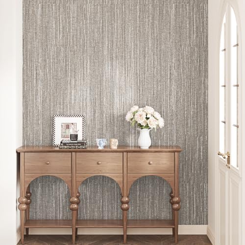 Vintage Textured Taupe Grasscloth Peel n Stick Wallapper 15.7×80" - Image 2