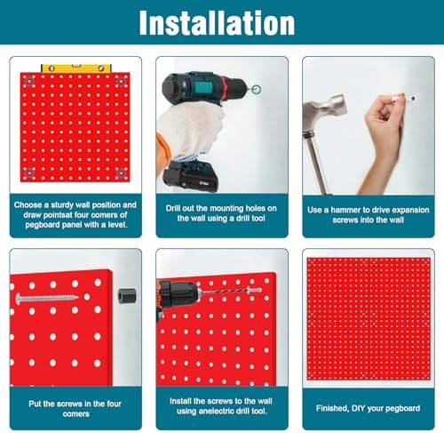 4 Pack Steel Peg Board, Universal 1/8 and 1/4 Pegboard Accessories, Office - Image 4