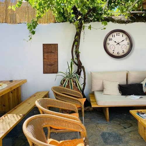 JENLYSTIME 16 Inch Dark Brown Vintage Waterproof Outdoor Wall Clock - Image 5