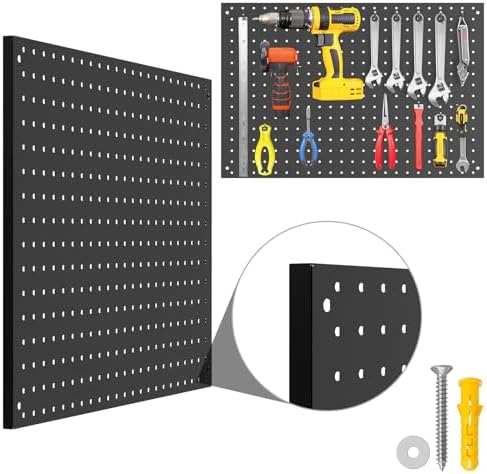 Peg Board, 4 Pack Metal Pegboard Panels Black Pegboards Wall Organizer - Image 2