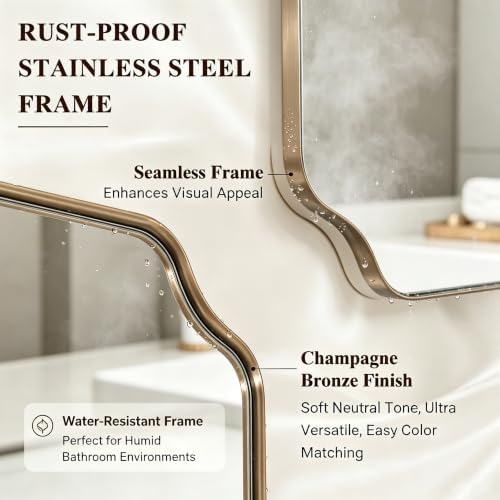 ANDY STAR 28"x36" Champagne Bronze Scalloped Mirror - Image 4
