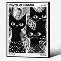 Cute Black Cat Poster Japanese Yayoi Kusama Wall Art 12X16 inch Black Framed by rumlud