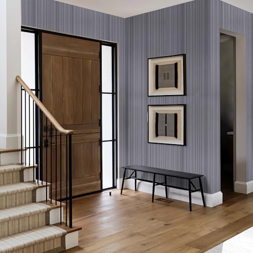 Dark Gray Grasscloth Peel and Stick Wallpaper, A Set of 15.7"x236" Textured - Image 4