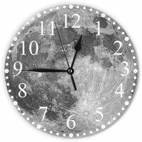 Moon Wall Clock 10 Inch Battery Operated Clock Silent Non-Ticking Modern Clocks by Unknown