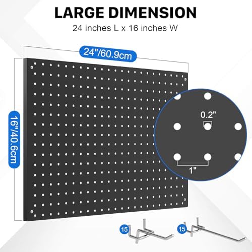Peg Board, 3 Pack Metal Pegboard Panels Black Pegboards Wall Organizer - Image 3