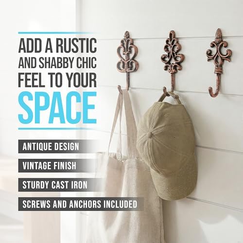 Comfify Copper & Black Shabby Chic Wall Hooks – Set of 3 – Screws Included - Image 2