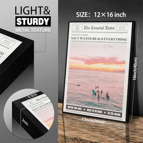 Pink Beach Newspaper Posters Vintage Fashion Coastal Girl Surf Wall Art 12X16 - Image 2