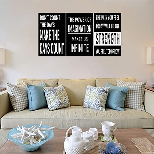 3 Piece Inspirational Wall Art Black Background Sayings Pictures, Quote - Image 2