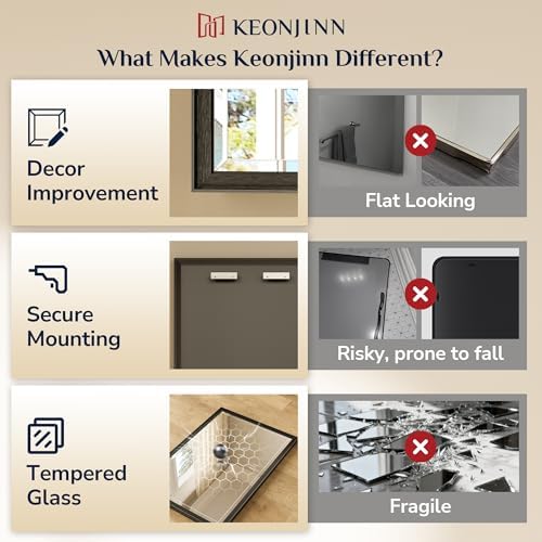 Keonjinn 55" x 30" Black Bathroom Vanity Mirror, Aluminum Alloy Frame - Image 5