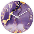 Purple Gold Glass Wall Clock 16 Inch Silent Non-Ticking by RONGKEJIAJU
