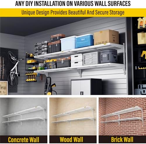 Aecxm 2-Pack 2 Tier 1.3x4ft Garage Shelving Wall Mounted, 520lbs Load - Image 7