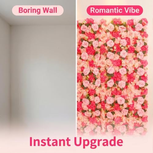 Flower Wall Backdrop 12 Panels 16.5x16.5 Inch Dark & Light Pink - Image 4
