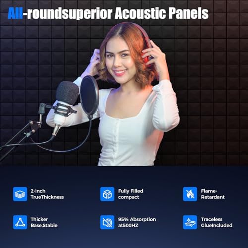 48 Pack Acoustic Panels 12 x 12 x 2 Inches, Sound Proof Foam Panels - Image 4