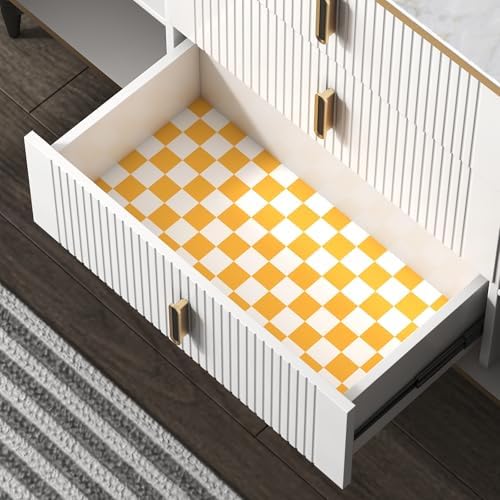 OSECAGE Peel and Stick Wallpaper Orange Checkered Contact Paper 17.7"x393" - Image 4