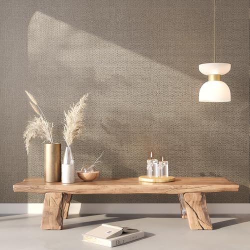 Taupe Brown Grasscloth Wallpaper Peel and Stick Metallic Grass Cloth Wallpaper - Image 7