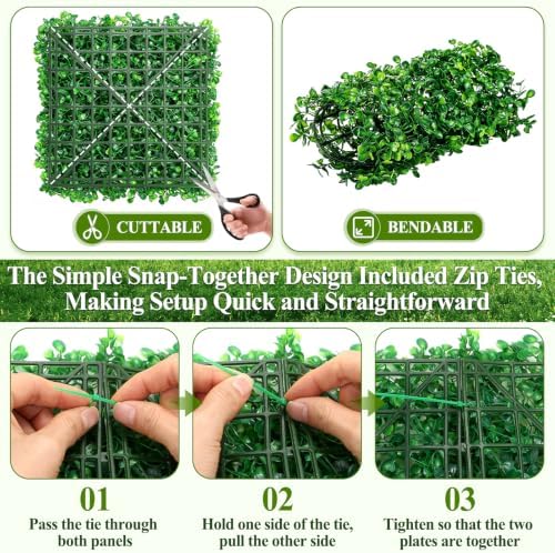 14 Pack Grass Wall Panels 10" x 10" UV Resistant Greenery Wall Panels - Image 4