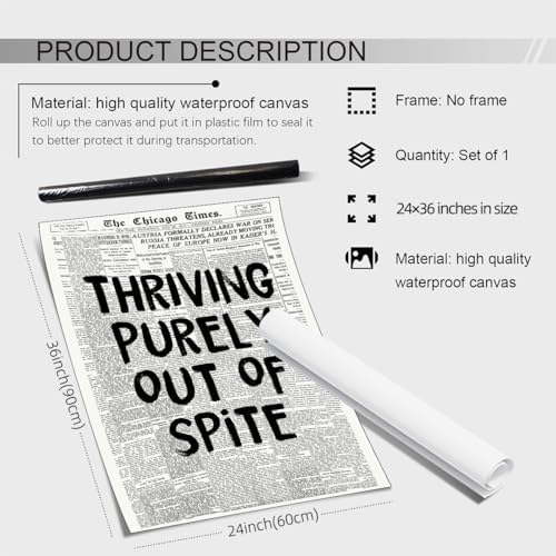 noxozoqm Black And White Newspaper Poster Fashion Fun Motivational Quote Wall - Image 2