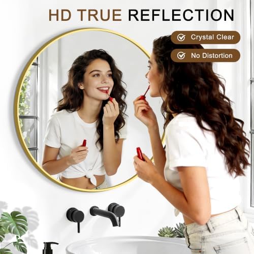 FGU Round Bathroom Mirror for Over Sink 2 Pack 22" Gold Circle Wall Mirror - Image 4
