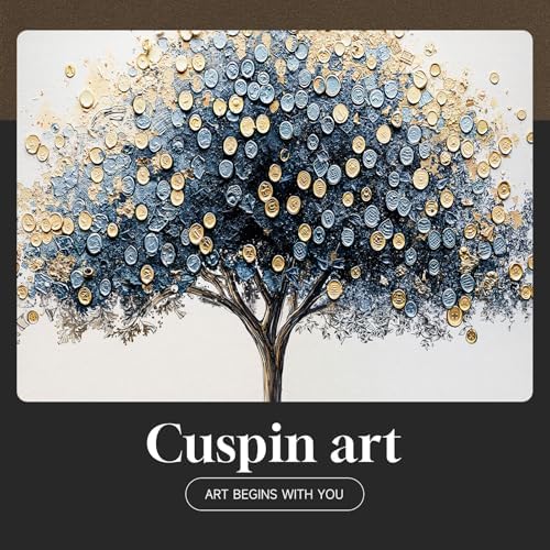 Framed Modern Luxury Blue and Gold Tree of Life Wall Art, 30x30 Inch - Image 7