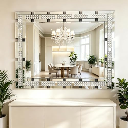 Chende 32" x 47" Crystal Large Wall Mirror - Image 4