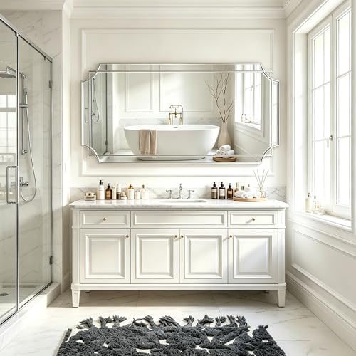 59"x30" Large Geometric Beveled Mirror - Image 5
