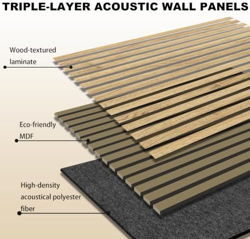 4 Pack 47.2"x23.6" Wood Slat Acoustic Panels, Noise Dampening - Image 3