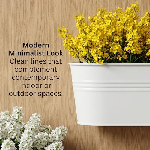 LaLaGreen Large Wall Planter White Metal Wall Decor Pots - Image 5