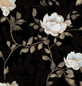 Laatse Vintage Dark Black Golden Floral Wallpaper Peel and Stick 17.5"x787" by Laatse