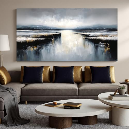 I@U Large Wall Art Decor Abstract Black And Gold Wall Art Prints Modern - Image 6