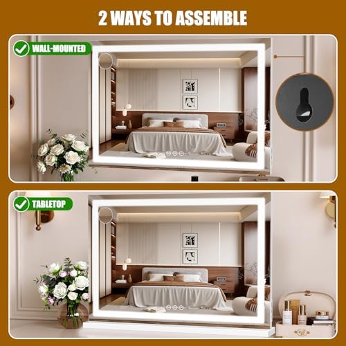 Vanity Mirror with Lights 32"x22", LED Makeup Mirror, 3 Color Lighting Modes - Image 5