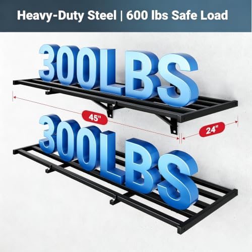 FLEXIMOUNTS 2-Pack 2x4ft Garage Wall Shelving, 8 Hooks, Heavy Duty - Image 2