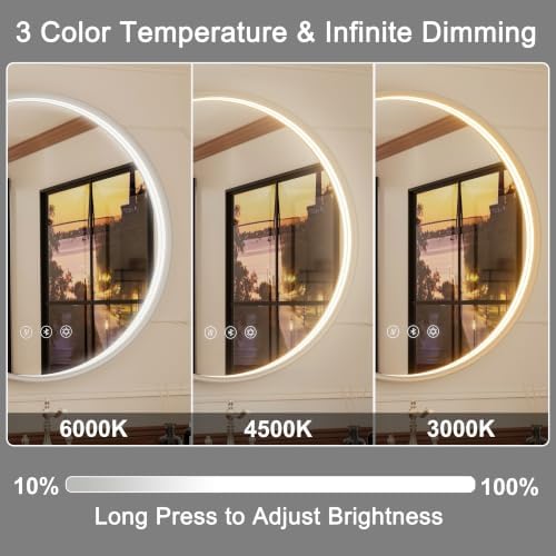 24 Inch Silver Frame Round LED Mirror - Image 4
