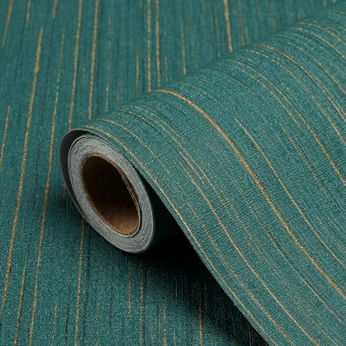 Teal Grasscloth Peel and Stick Wallpaper A Set of 23.6" X 480" Self-Adhesive by Biyoeepeelstickwallpaper