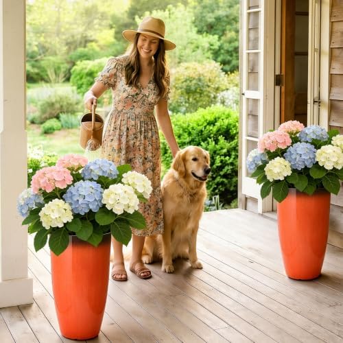 Autodaya 24" Faux Ceramic Large Planters - Image 3