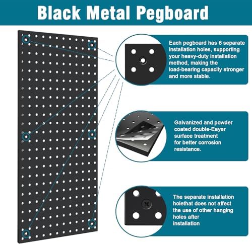 12 Pack 12-Inch X 24-Inch Metal Pegboard Wall Panels, Peg Boards - Image 3