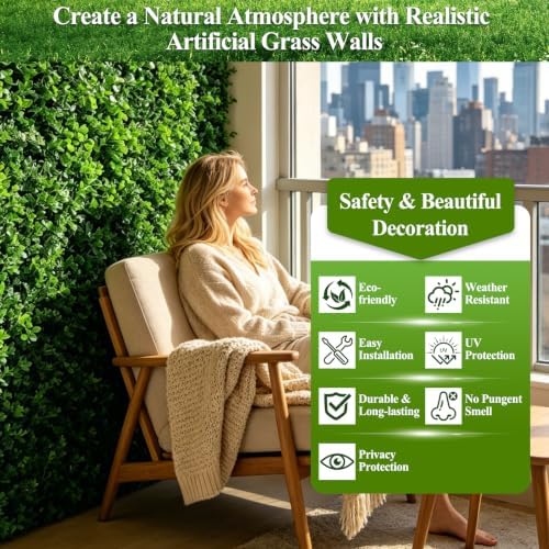 14 Pack Grass Wall Panels 10" x 10" UV Resistant Greenery Wall Panels - Image 5