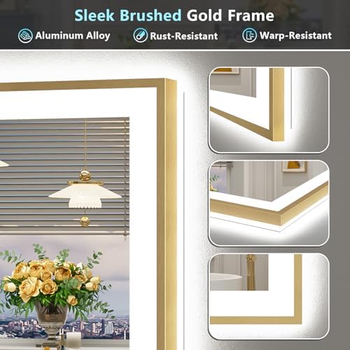 36x36 Gold LED Bathroom Mirror - Image 6