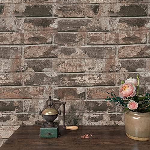 VaryPaper Vintage Brown Brick Wallpaper Peel and Stick 15.7''x315'' Textured - Image 3