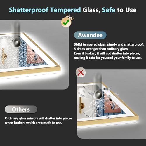 60x40 Gold LED Bathroom Mirror - Image 7