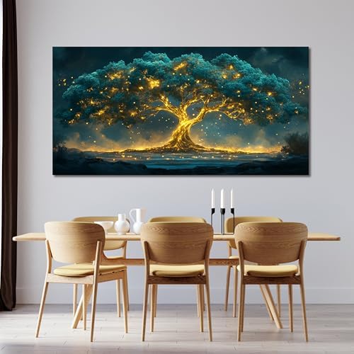Canvas Wall Art Decor Artwork for Walls Green Gold Wall Art Decor Tree of Life - Image 3