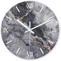 Gray Marble Round Wall Clock 12 Inch Silent Non Ticking by RONGKEJIAJU