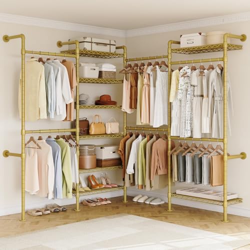 ONBRILL L4 Wall Mounted Heavy Duty Corner Industrial Pipe Clothing Rack by ONBRILL