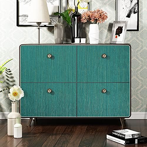 FunStick 15.8"x240" Teal Green Grasscloth Peel and Stick Wallpaper Textured - Image 5
