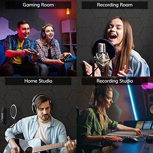 12 Pack Hexagon Acoustic Panels, TONOR 12"x 10"x 0.4" High Density Sound Proof - Image 5