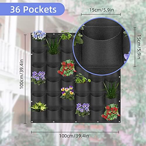36 Pockets Hanging Planter Bags, Hanging Vertical Wall Mounted Plant Planting - Image 3
