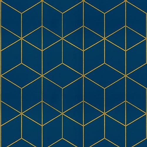 Safiyya Peel and Stick Wallpaper Gold and Blue Wallpaper Modern Geometric by SAFIYYA