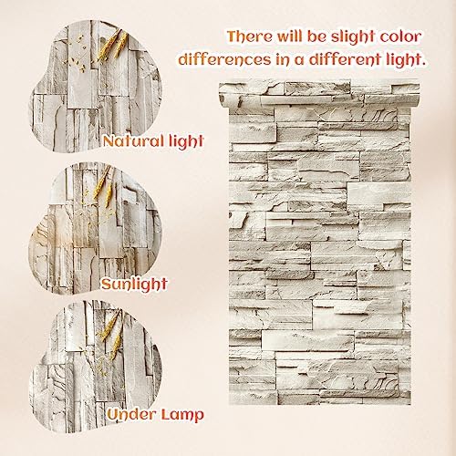 Jeweluck Faux Stone Wallpaper Peel and Stick Brick Wallpaper 17.7”×590.5” - Image 6