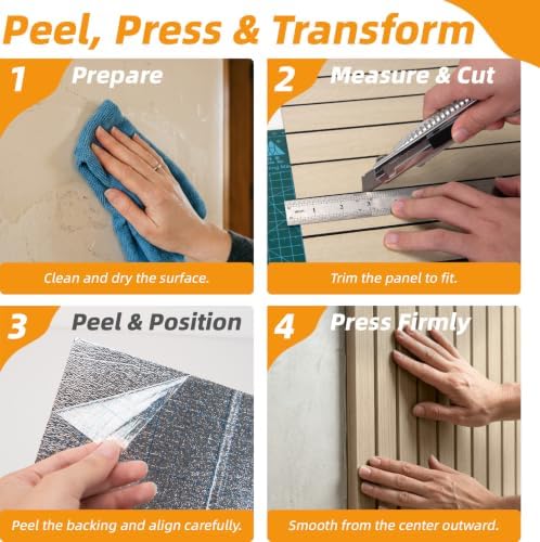 WOWSTAR 6-Pack Peel and Stick PVC Wood Slat Wall Panel，Thickened Wood Grain - Image 6
