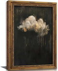 Vintage Framed Cloud Wall Art, Dark Moody Black Gold Cloud Canvas Print by VintageGoldFramedwallart