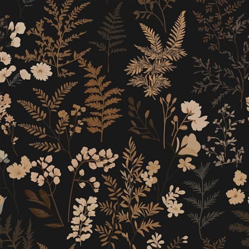 Moody Dark Vintage Floral Peel and Stick Wallpaper 17.7"x124" by Akodm
